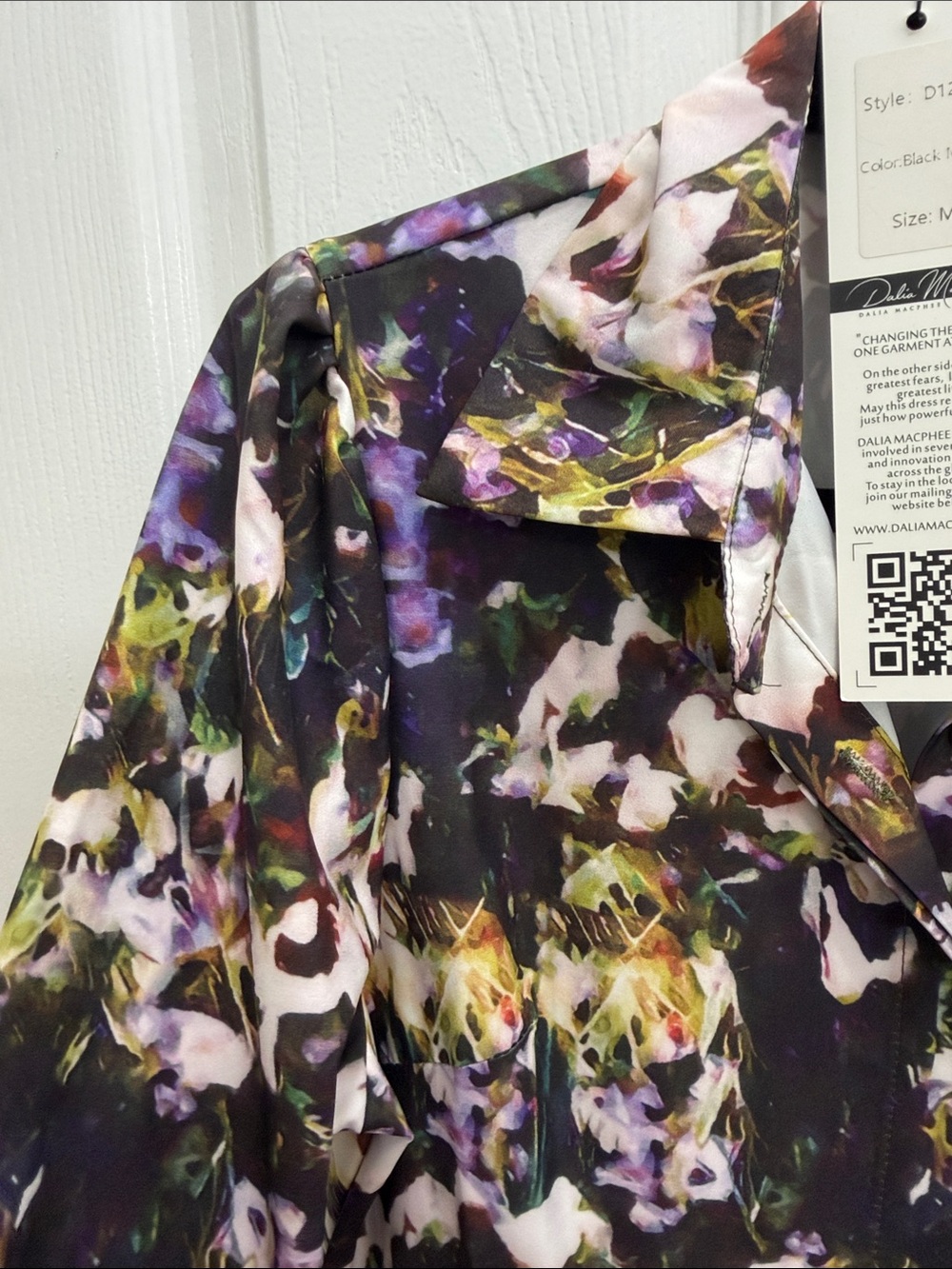 Black Floral Long-Sleeve Midi Dress with tags - Picture 6 of 10
